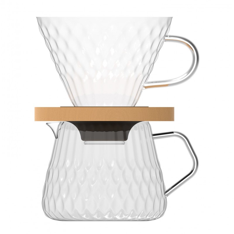 Borosilikatinio stiklo V60 kavos ruošimo rinkinys, 400 ml