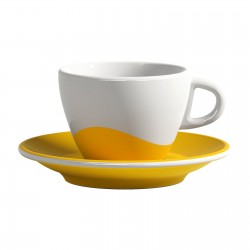Cappuccino puodelis su lėkštele GELTONA BANGA, 175ml