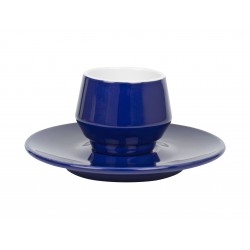 Dvigubo porceliano puodelis su lėkštele MANIKO, 70 ml (mėlynas)