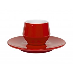 Dvigubo porceliano puodelis su lėkštele MANIKO, 70 ml (raudonas)
