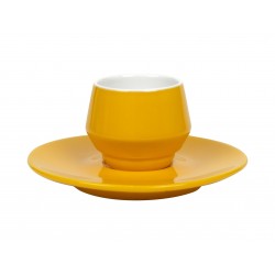 Dvigubo porceliano puodelis su lėkštele MANIKO, 70 ml (geltonas)