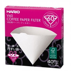 Popieriniai kavos filtrai V60 kavinukui, 40vnt (balti)