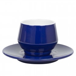 Dvigubo porceliano puodelis su lėkštele MANIKO, 205 ml (mėlynas)