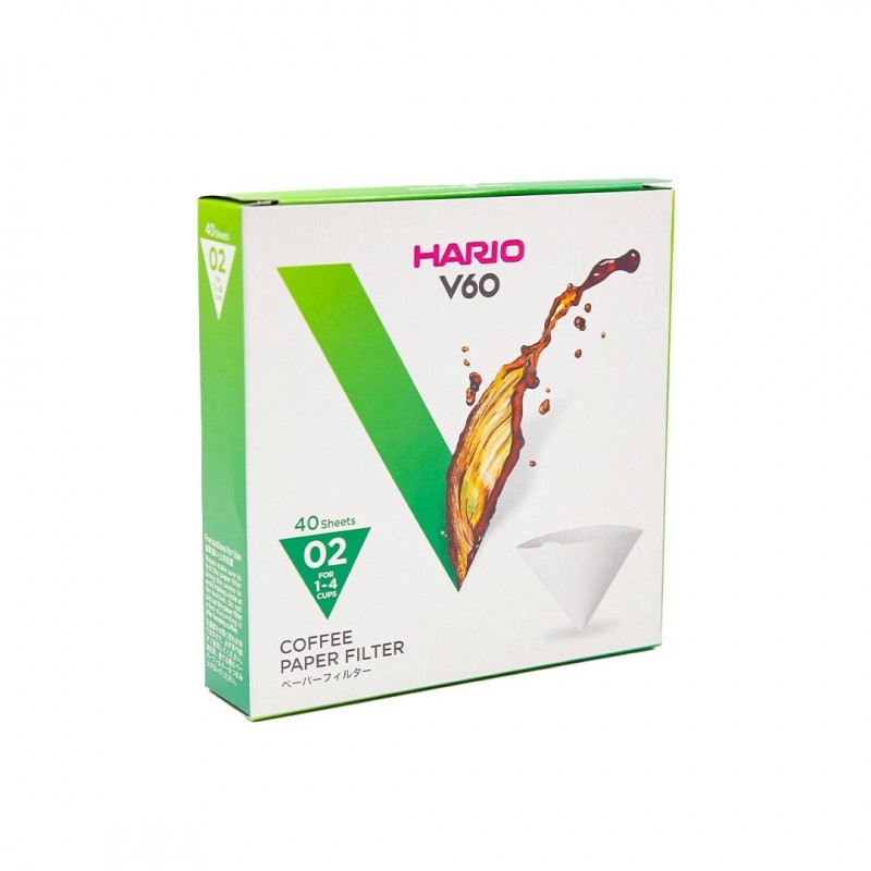 Popieriniai kavos filtrai V60 kavinukui, 40vnt (balti)