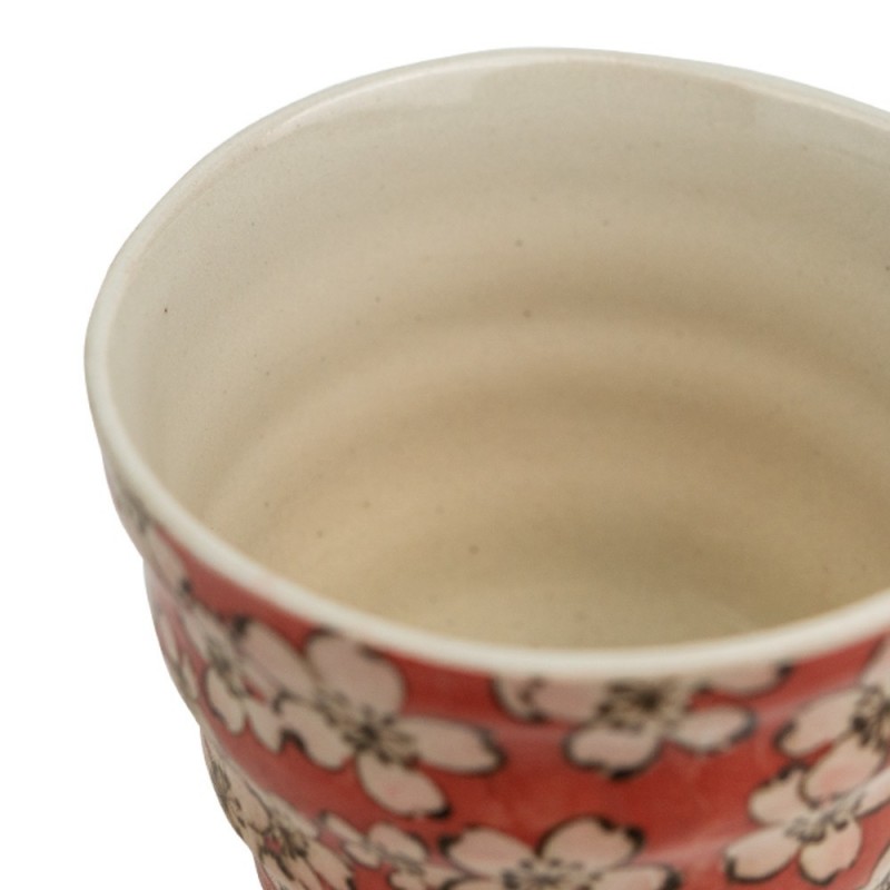 Puodelis RAUDONI GĖLIŲ RAŠTAI, 280ml, keramik.