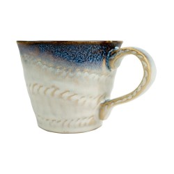 Puodelis ĮSPAUDAI, 250ml, mėlynu krašteliu, keramik.