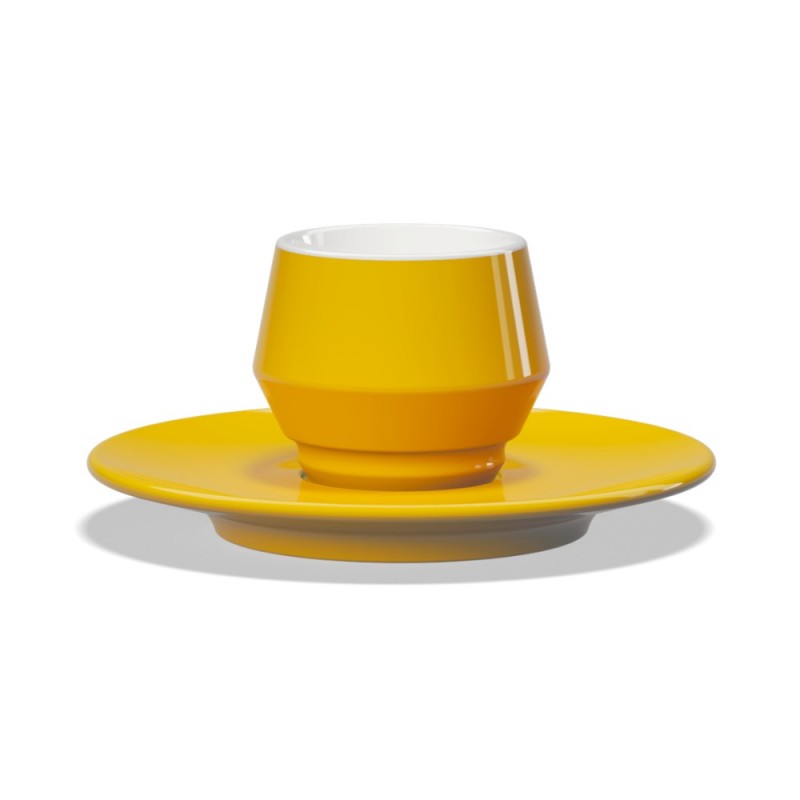 Dvigubo porceliano puodelis su lėkštele MANIKO, geltonas, 120 ml