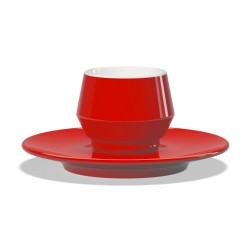 Dvigubo porceliano puodelis su lėkštele MANIKO, raudonas, 120 ml
