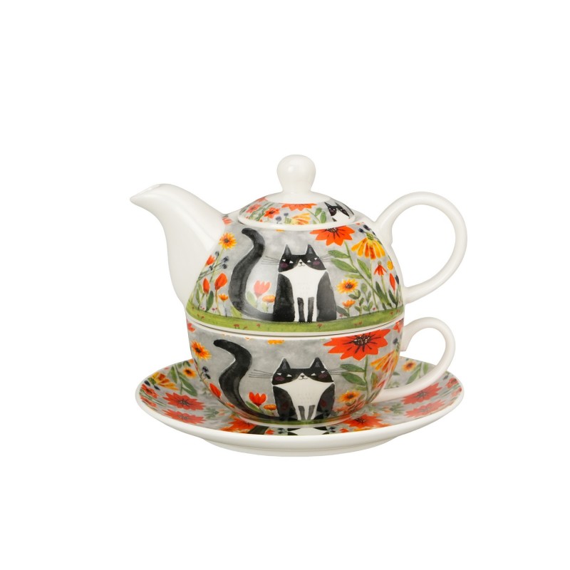 Arbatinukas su sieteliu ir puodeliu TINGŪS KATINĖLIAI, porcelianas