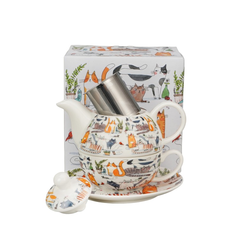 Arbatinukas su sieteliu ir puodeliu KATINĖLIŲ PASAULYJE, porcelianas