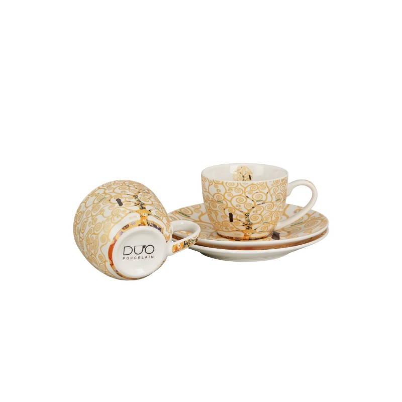 Espresso puodelių rinkinys GYVYBĖS MEDIS, porcelianas, šviesus, 110ml, 2 vnt