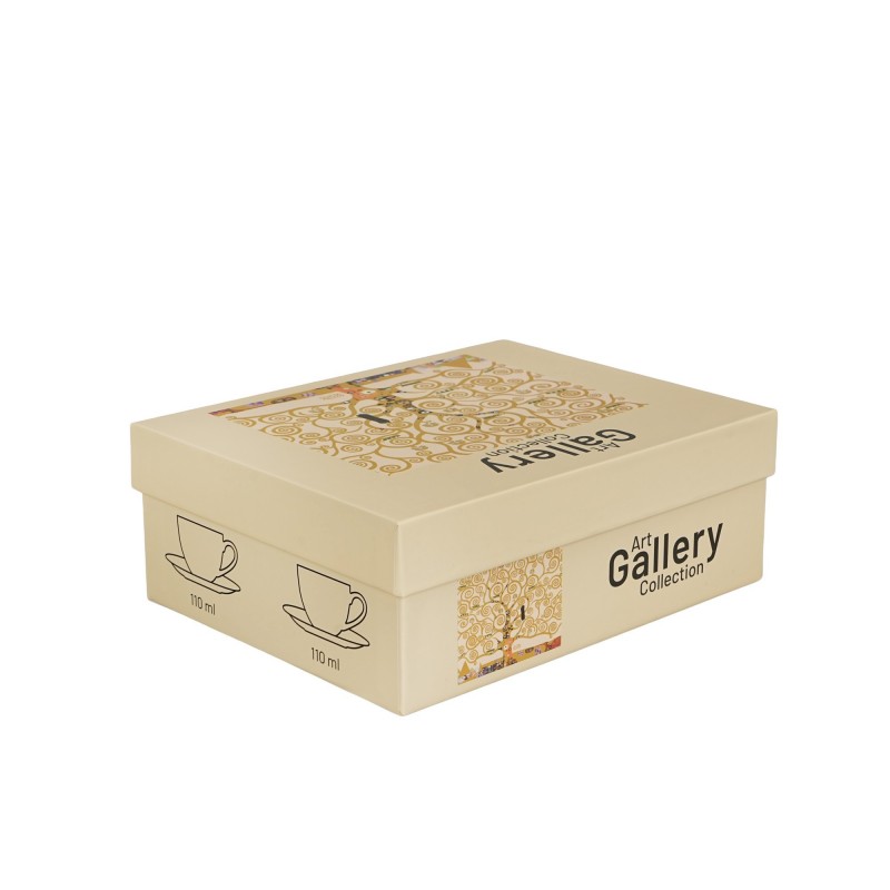 Espresso puodelių rinkinys GYVYBĖS MEDIS, porcelianas, šviesus, 110ml, 2 vnt