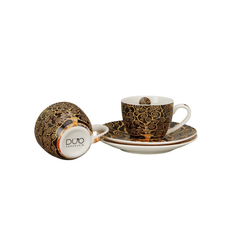 Espresso puodelių rinkinys GYVYBĖS MEDIS, porcelianas, tamsus, 110ml, 2 vnt