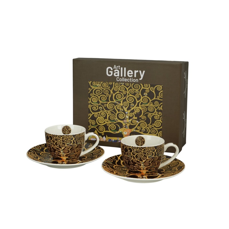 Espresso puodelių rinkinys GYVYBĖS MEDIS, porcelianas, tamsus, 110ml, 2 vnt