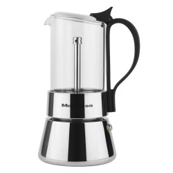 MOKA kavinukas STIKLAS+ALIUMINIS, (indukcinis) 6puod