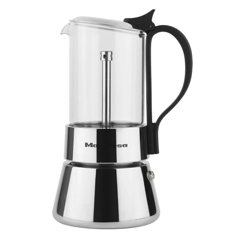 MOKA kavinukas STIKLAS+ALIUMINIS, (indukcinis) 6puod