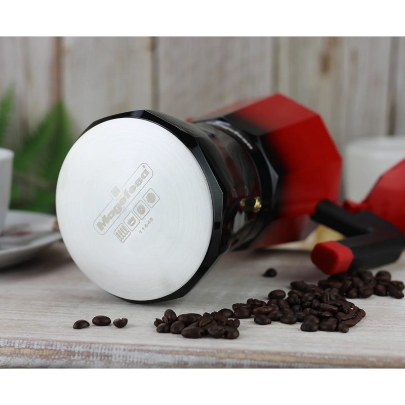 MOKA kavinukas raudonos-juodos spalvos (indukcinis) 6puod