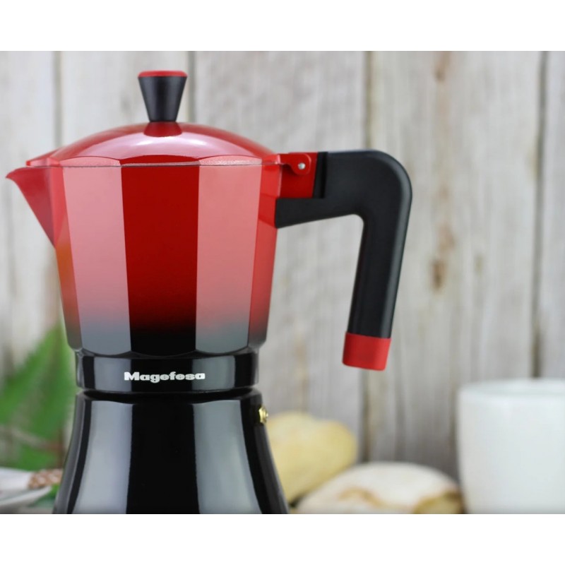 MOKA kavinukas raudonos-juodos spalvos,(indukcinis) 12puod