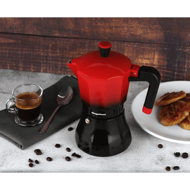 MOKA kavinukas raudonos-juodos spalvos,(indukcinis) 12puod