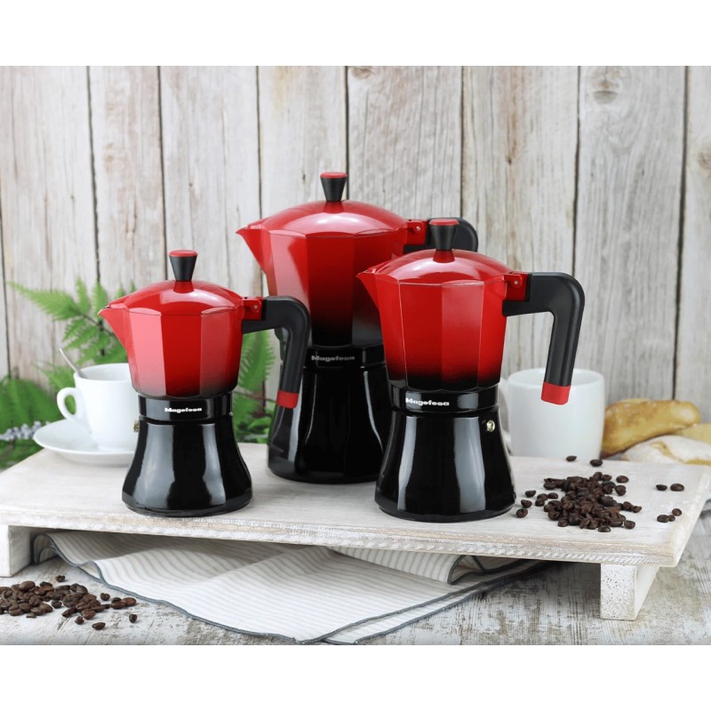 MOKA kavinukas raudonos-juodos spalvos,(indukcinis) 12puod