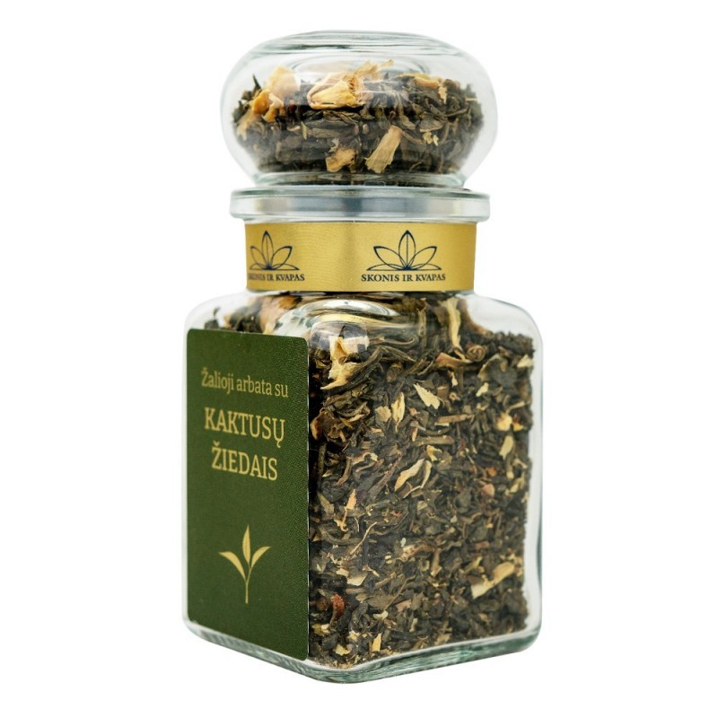 Žalioji arbata su KAKTUSŲ ŽIEDAIS, 55g (stikl.)