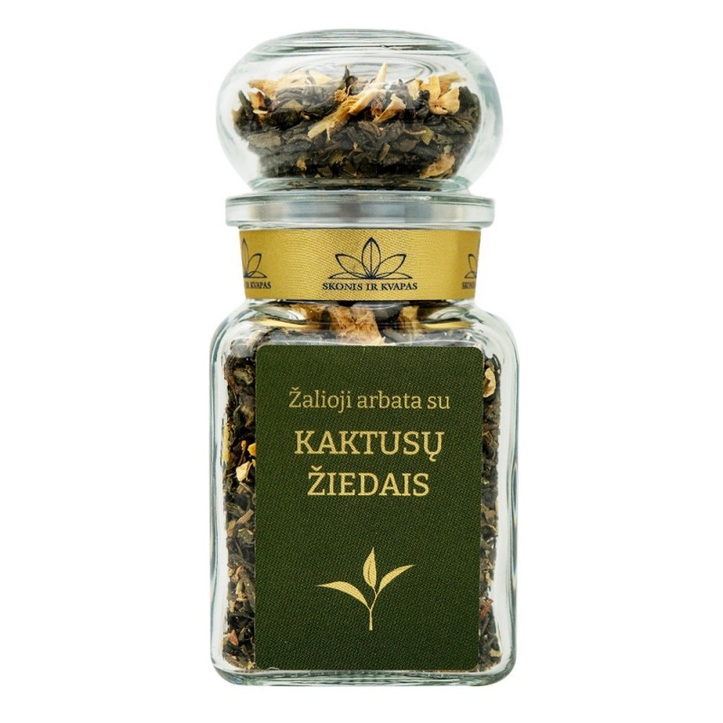 Žalioji arbata su KAKTUSŲ ŽIEDAIS, 55g (stikl.)