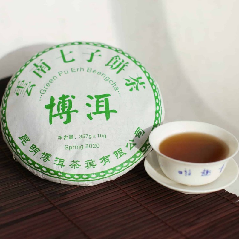 Žalioji PU-ERH plokštė, 357 g, beeng cha forma, 2020 m